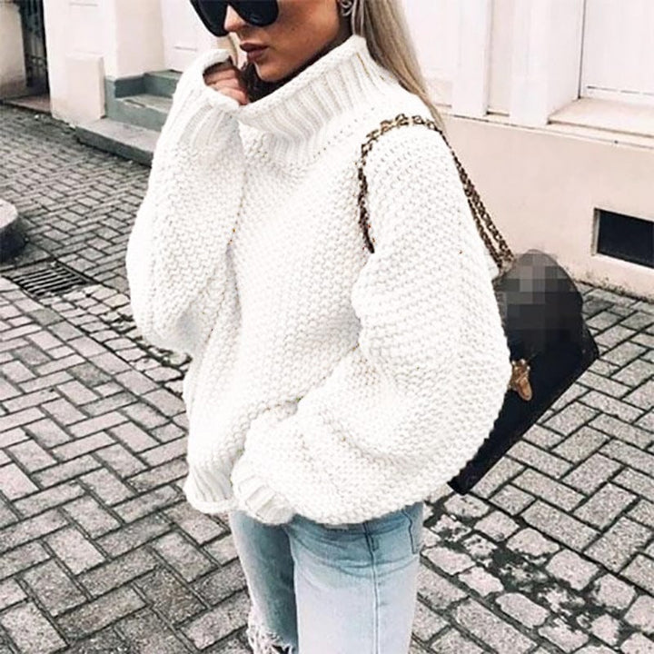 Thick Knit Turtleneck Sweater for Women