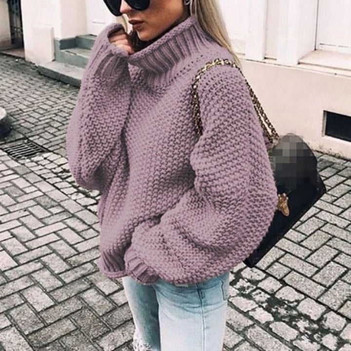 Thick Knit Turtleneck Sweater for Women