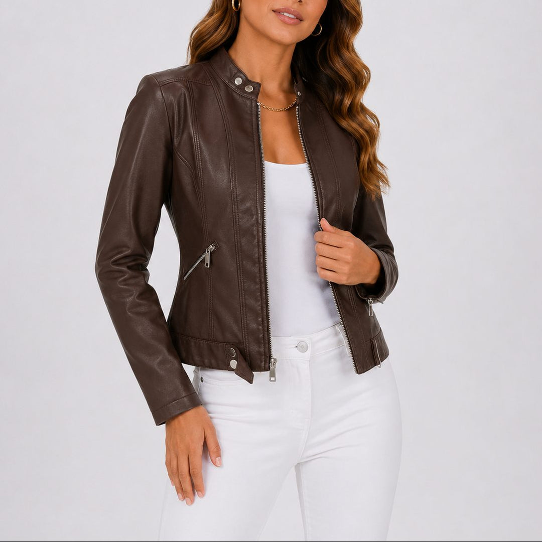 Short Jacket with Zipper Pockets for Women