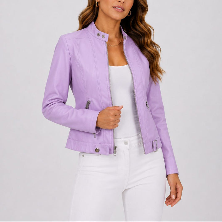 Short Jacket with Zipper Pockets for Women