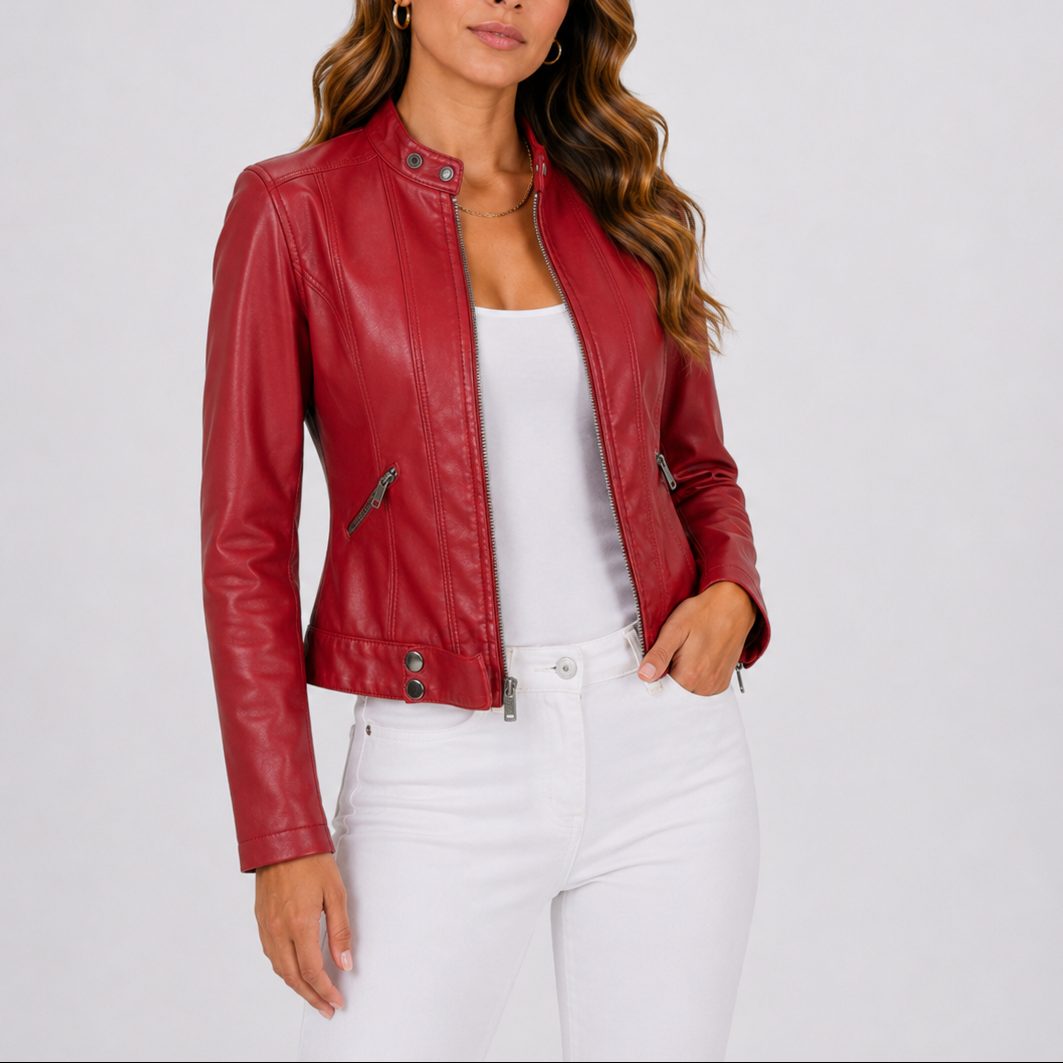 Short Jacket with Zipper Pockets for Women