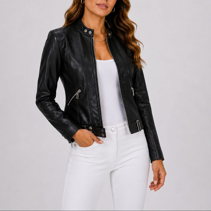 Short Jacket with Zipper Pockets for Women