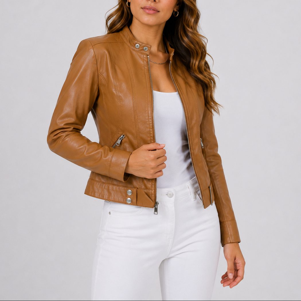 Short Jacket with Zipper Pockets for Women