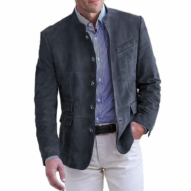 Herreblazer med opretstående krave og fem knapper
