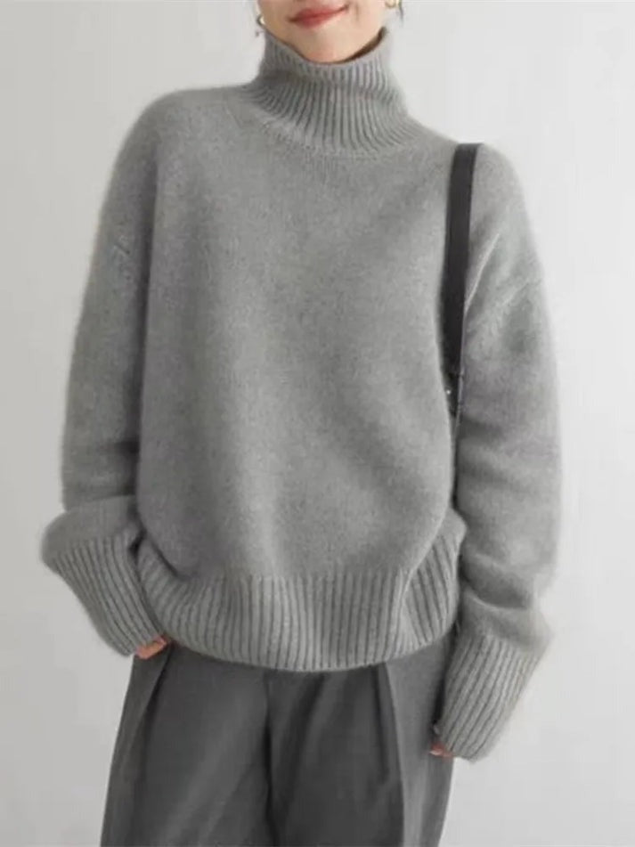 Oversized Striktrøje Med Rullekrave