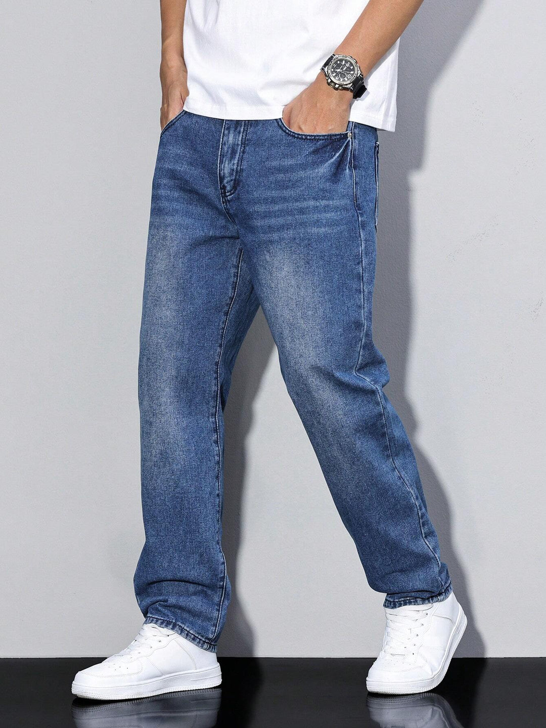 Herre vide jeans i denim