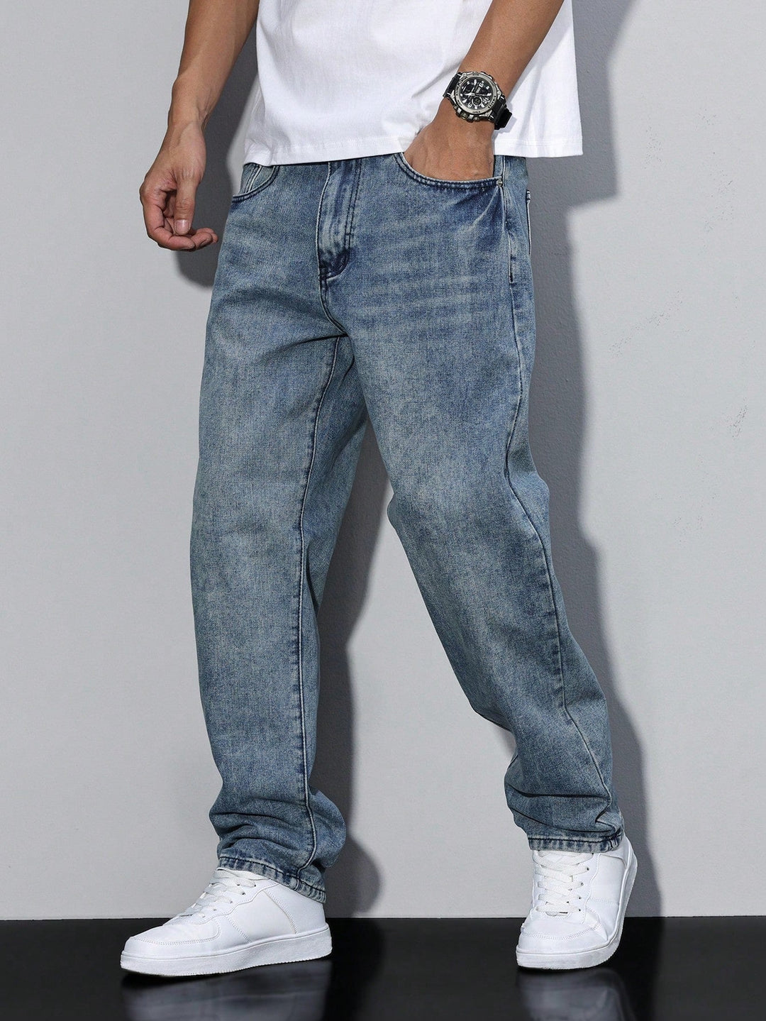 Herre vide jeans i denim