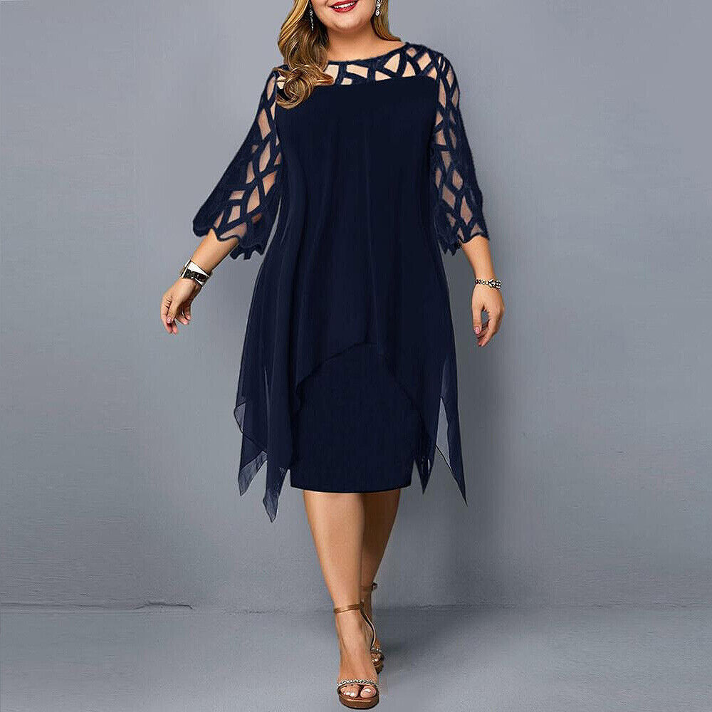 Elegant Plus Size Midikjole til Kvinder