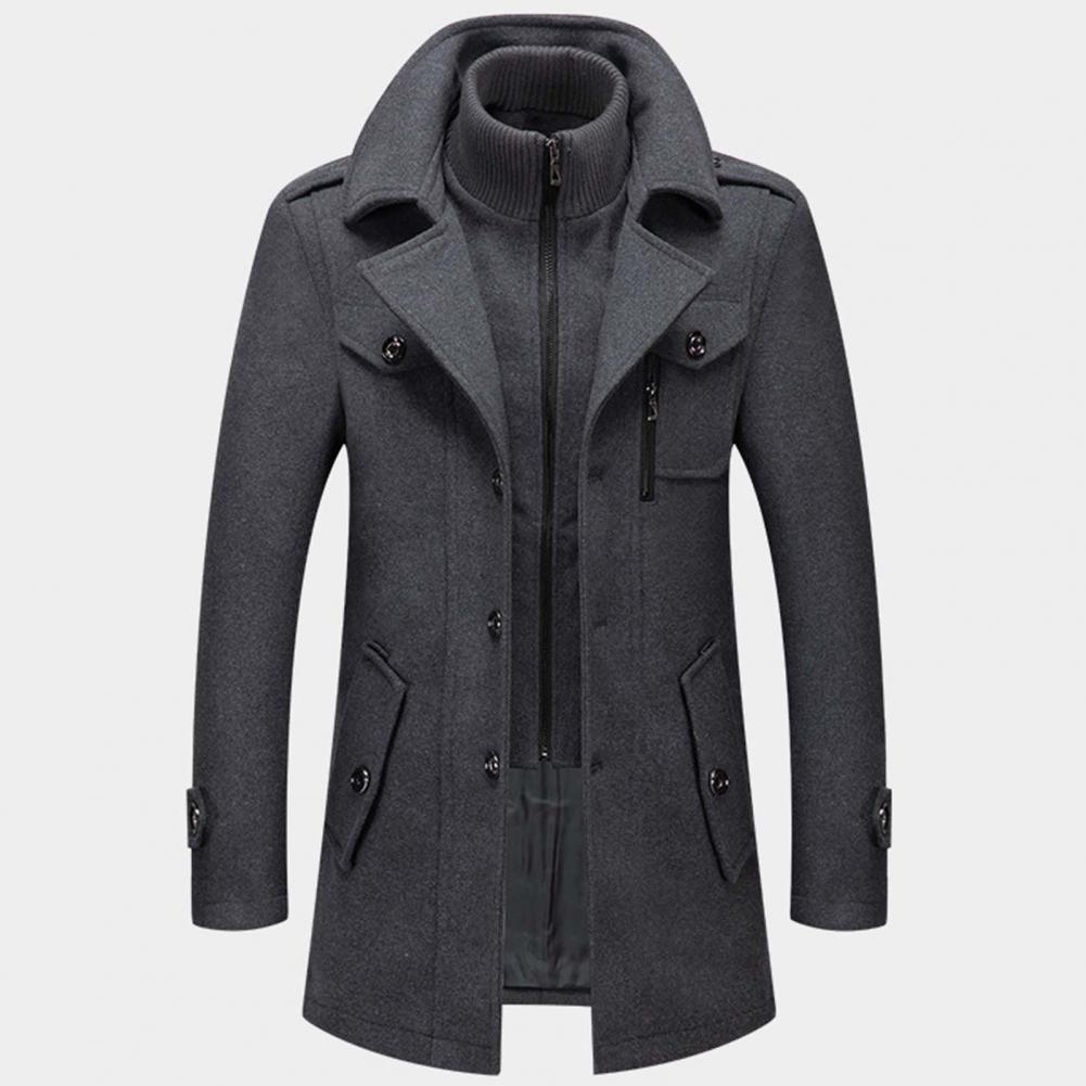 Peacoat Jacket with Layered Collar for Men