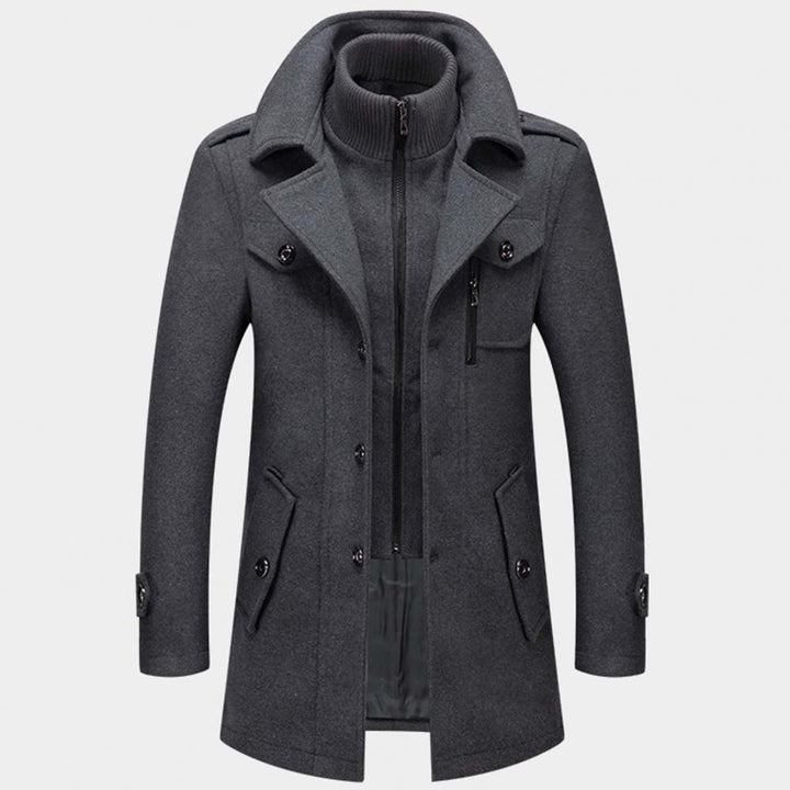 Peacoat Jacket with Layered Collar for Men