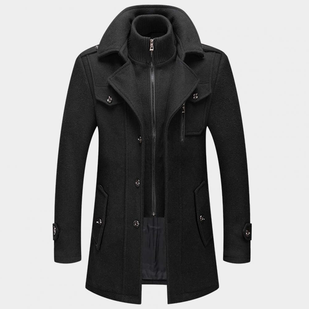 Peacoat Jacket with Layered Collar for Men