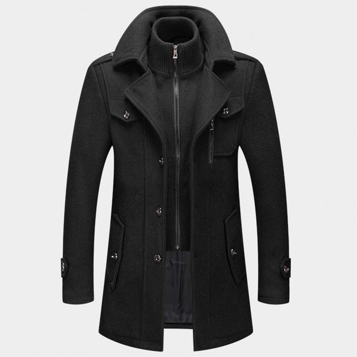 Peacoat Jacket with Layered Collar for Men
