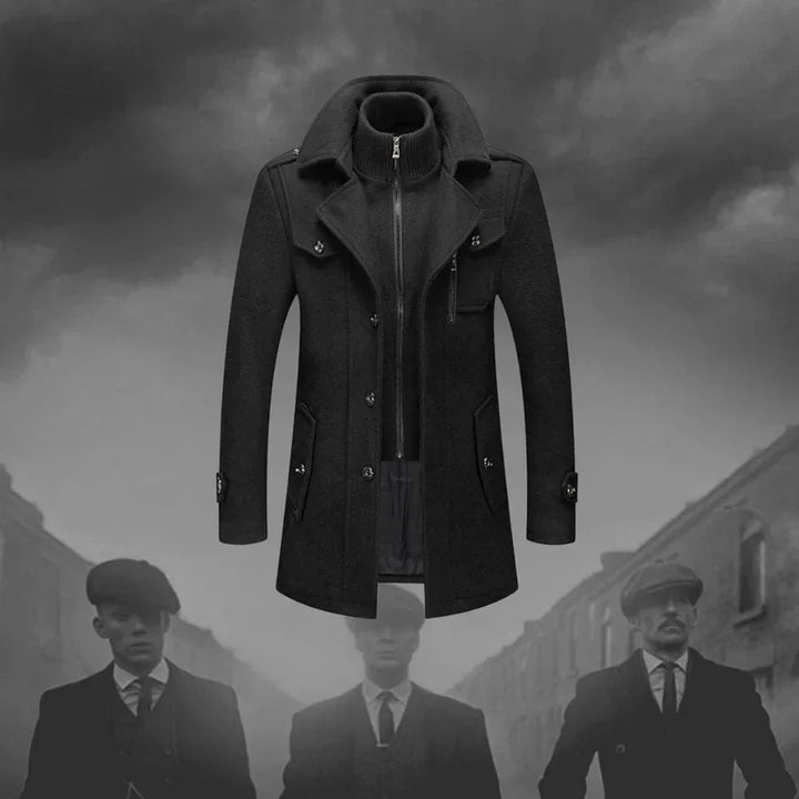 Peacoat Jacket with Layered Collar for Men