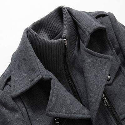 Peacoat Jacket with Layered Collar for Men