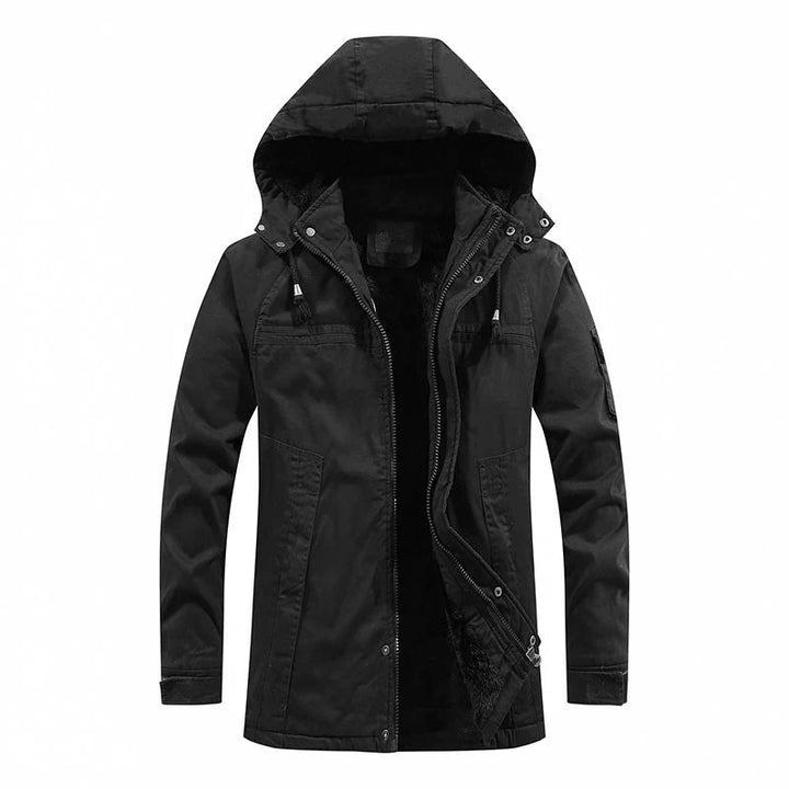 Fleece-lined hooded parka for men