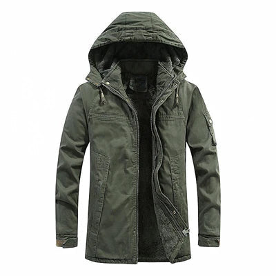 Fleece-lined hooded parka for men