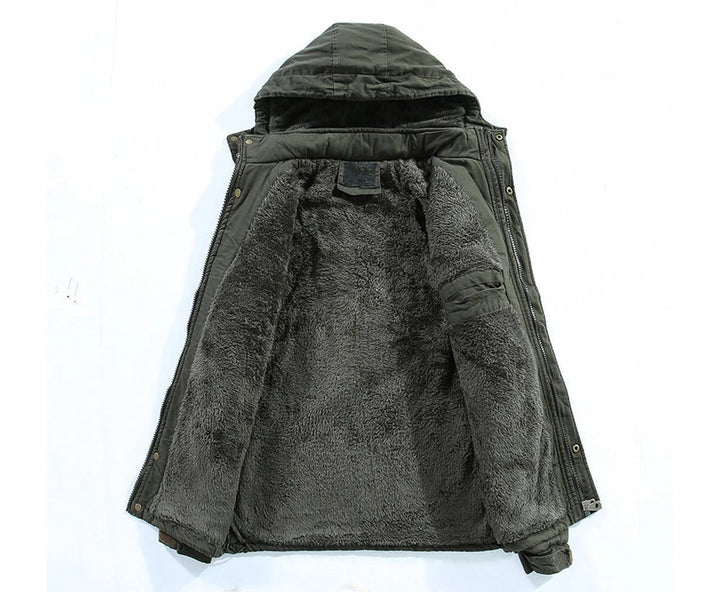 Fleece-lined hooded parka for men