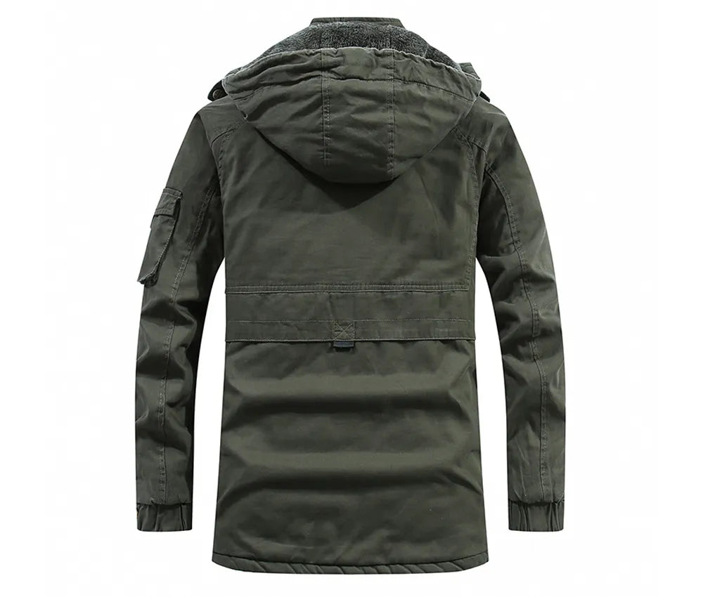 Fleece-lined hooded parka for men