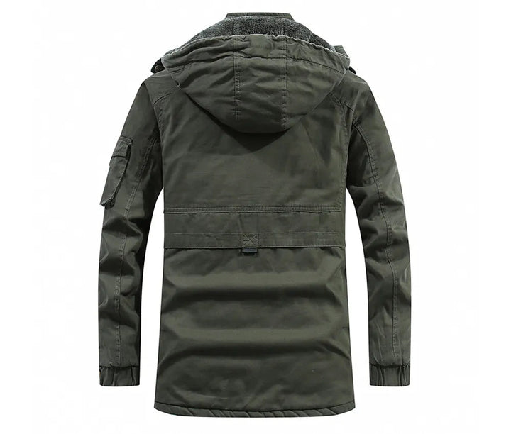 Fleece-lined hooded parka for men