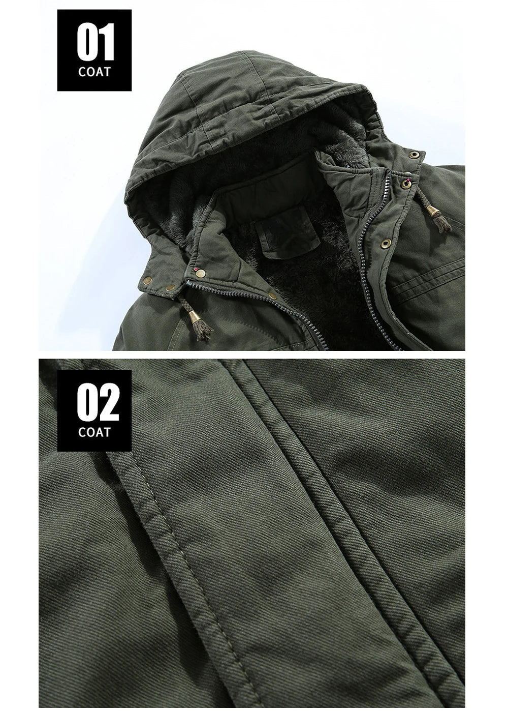Fleece-lined hooded parka for men