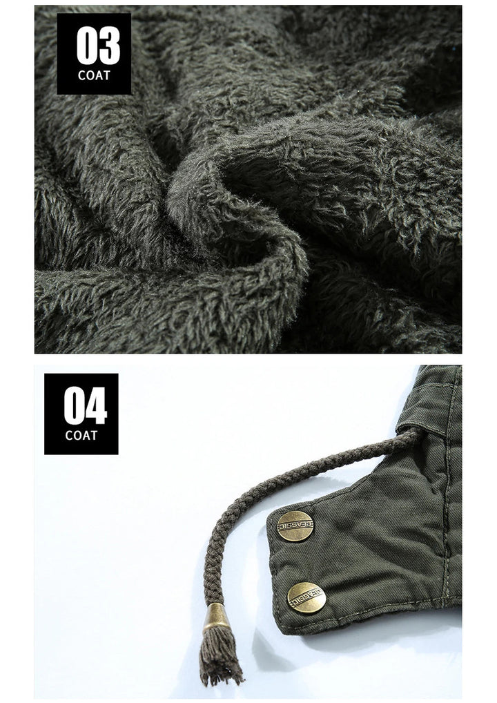 Fleece-lined hooded parka for men