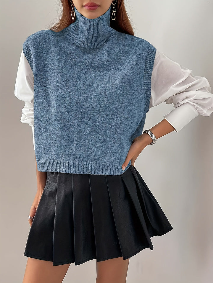 High-Neck Knit Vest for Women