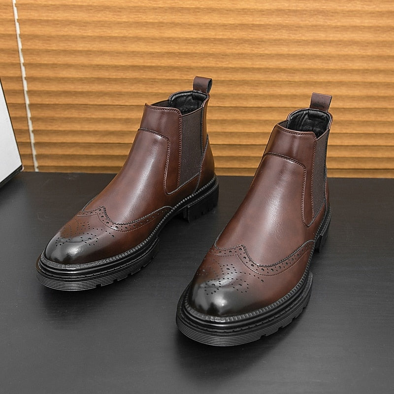 Herre Chelsea-støvler med brogue-detaljer