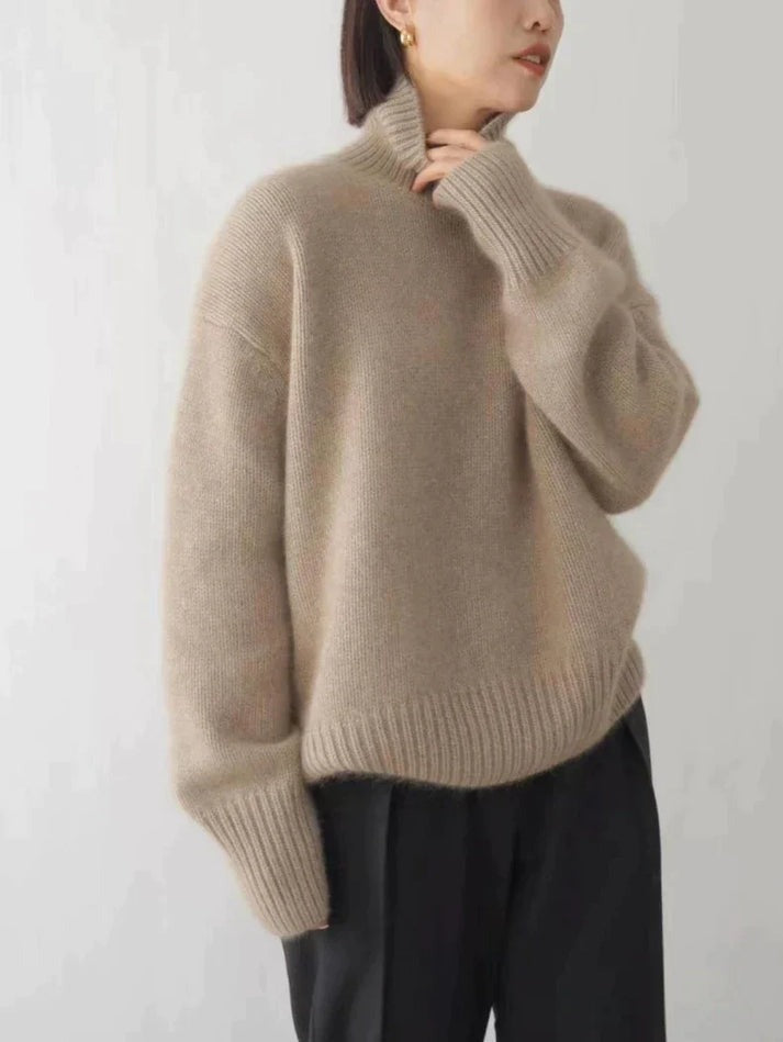 Oversized Striktrøje Med Rullekrave