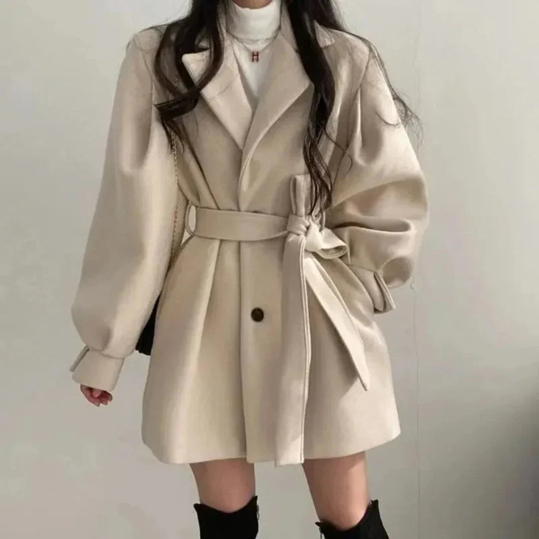 Charlotte | Damernes Bælte Trench Coat med Ballonærmer
