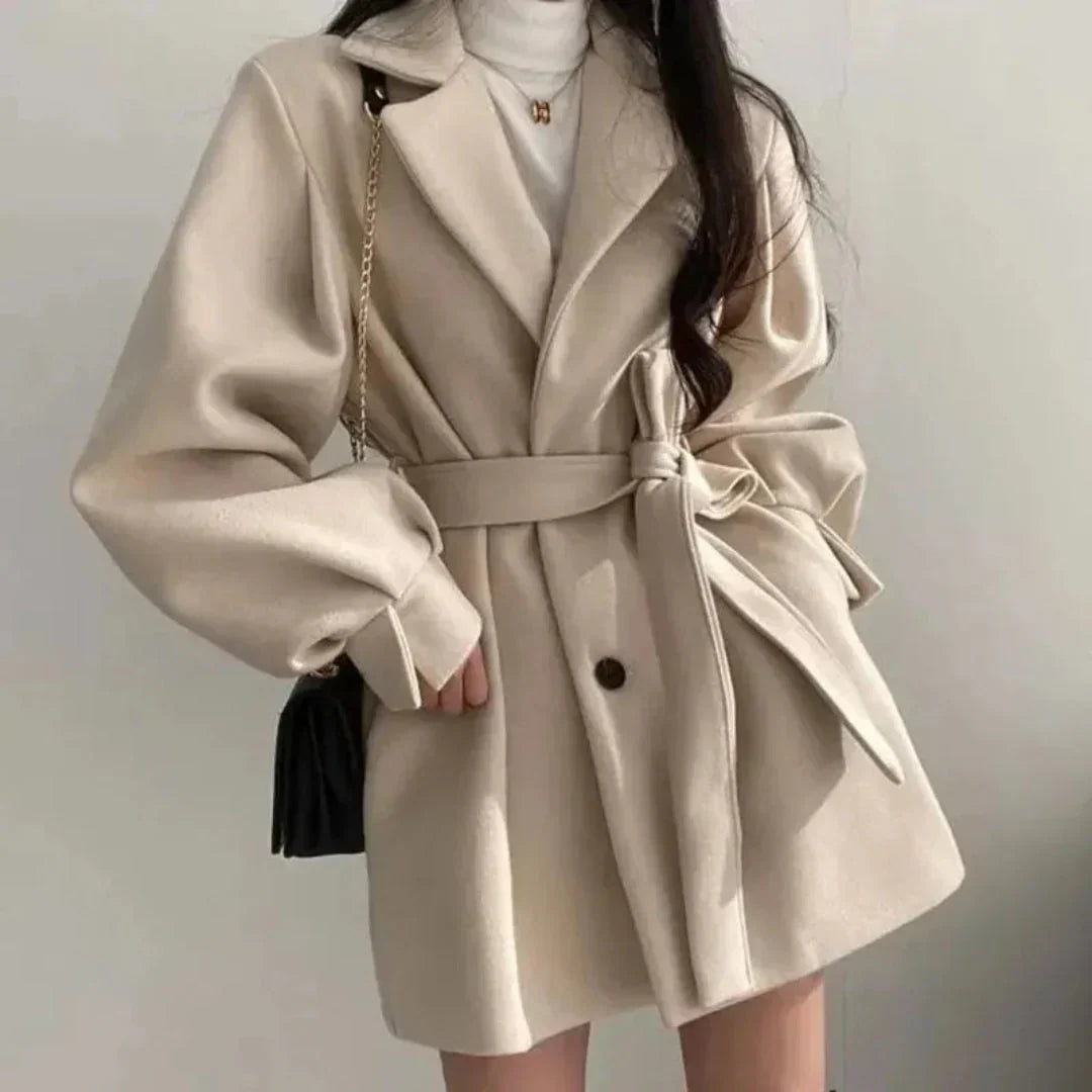Charlotte | Damernes Bælte Trench Coat med Ballonærmer