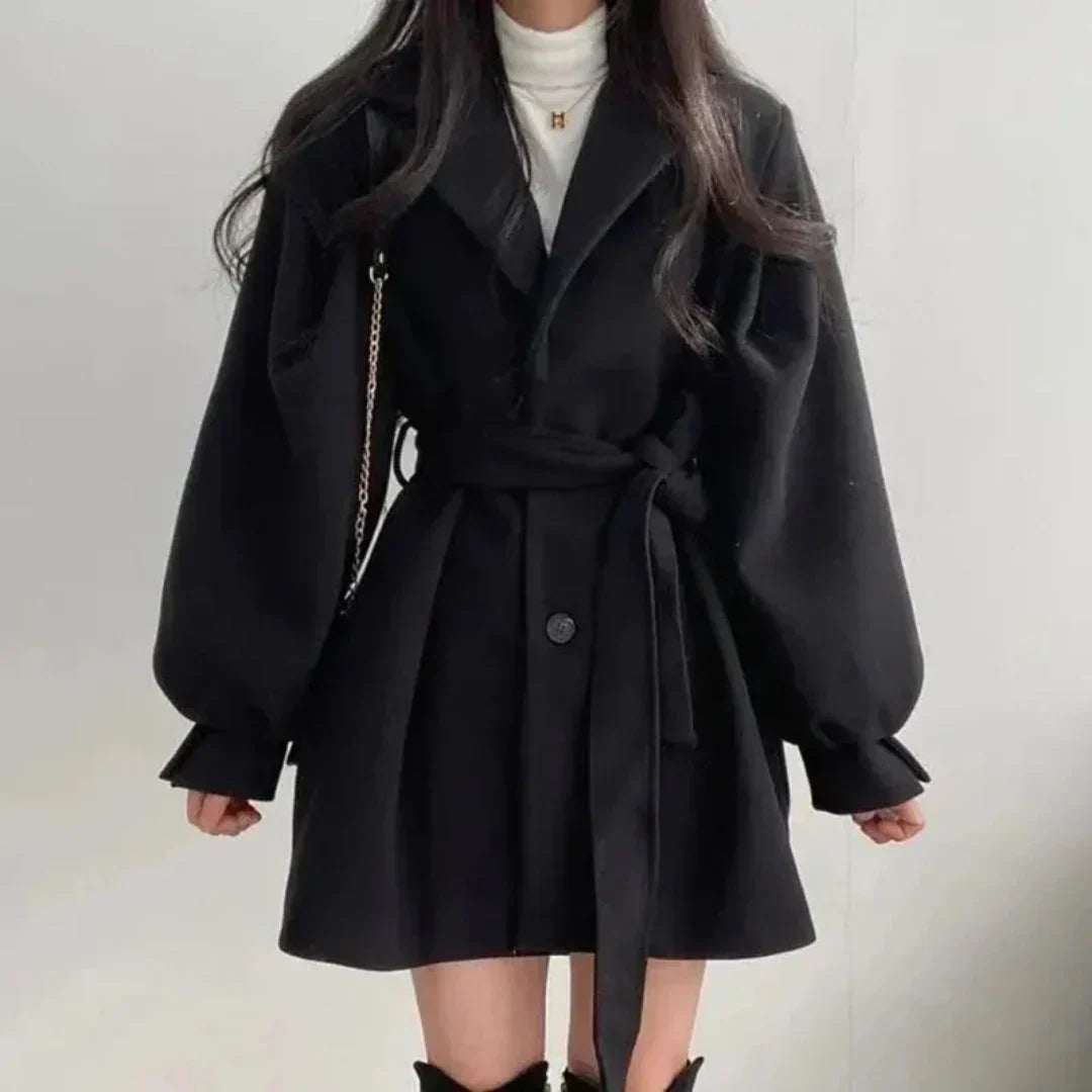 Charlotte | Damernes Bælte Trench Coat med Ballonærmer