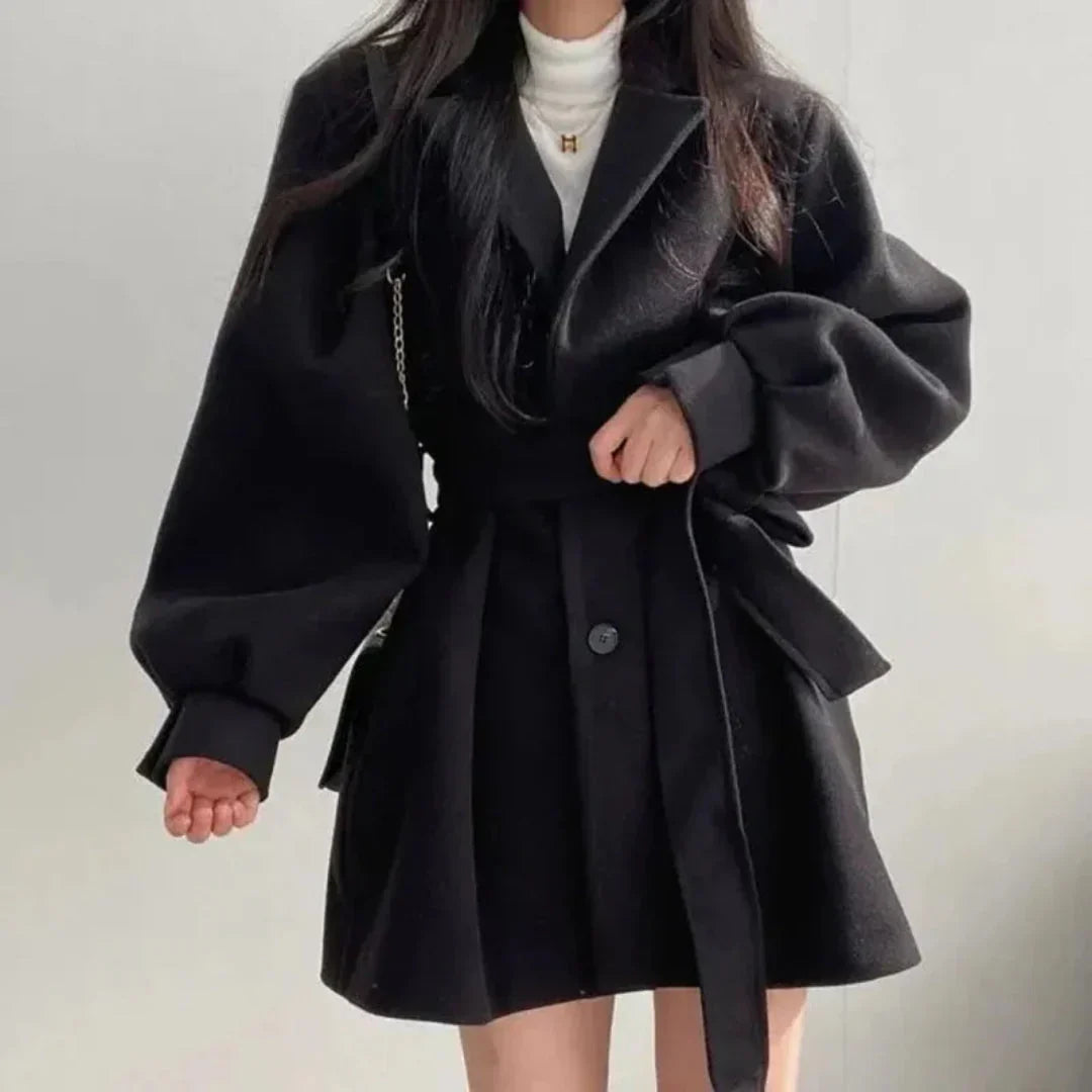 Charlotte | Damernes Bælte Trench Coat med Ballonærmer