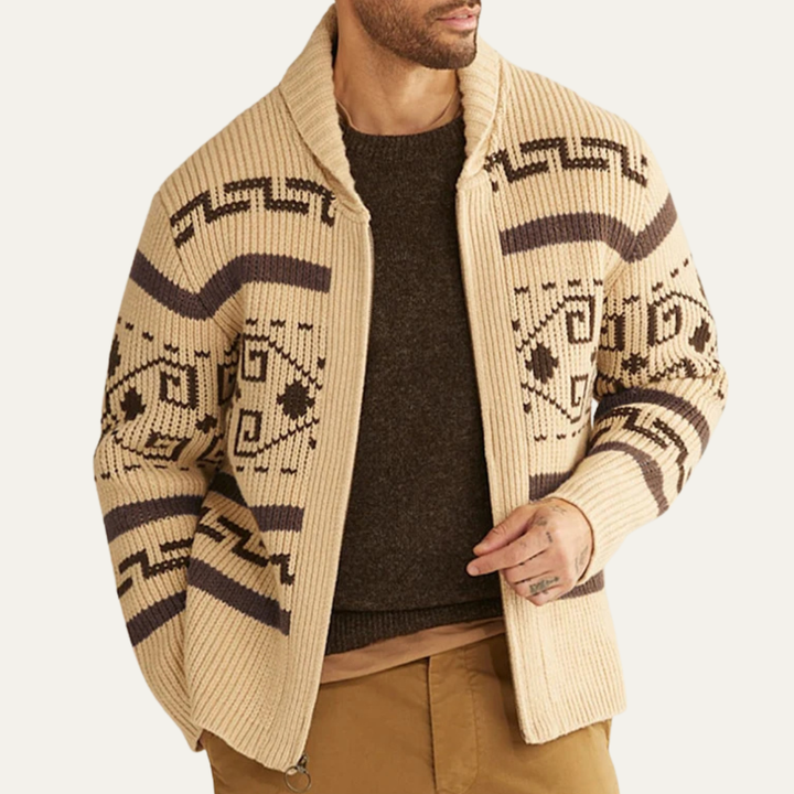 Men’s Oversized Striped Cardigan with Open Front