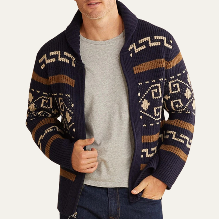 Men’s Oversized Striped Cardigan with Open Front