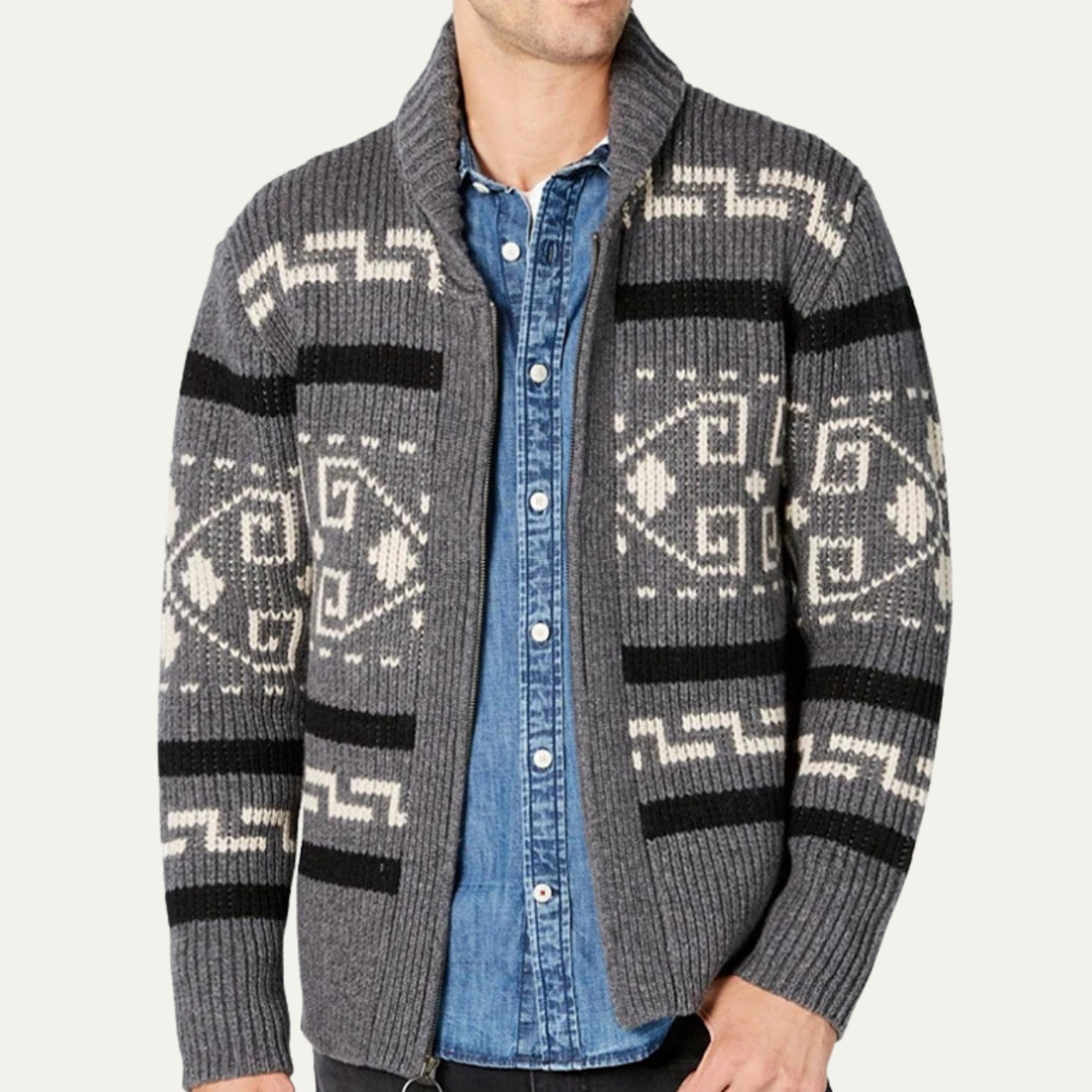 Men’s Oversized Striped Cardigan with Open Front