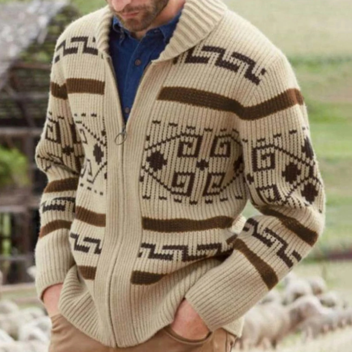 Men’s Oversized Striped Cardigan with Open Front
