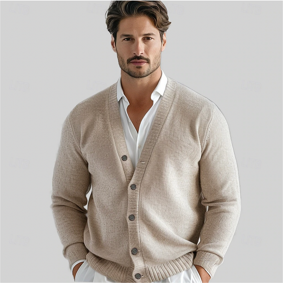 Knitted V-neck cardigan for men