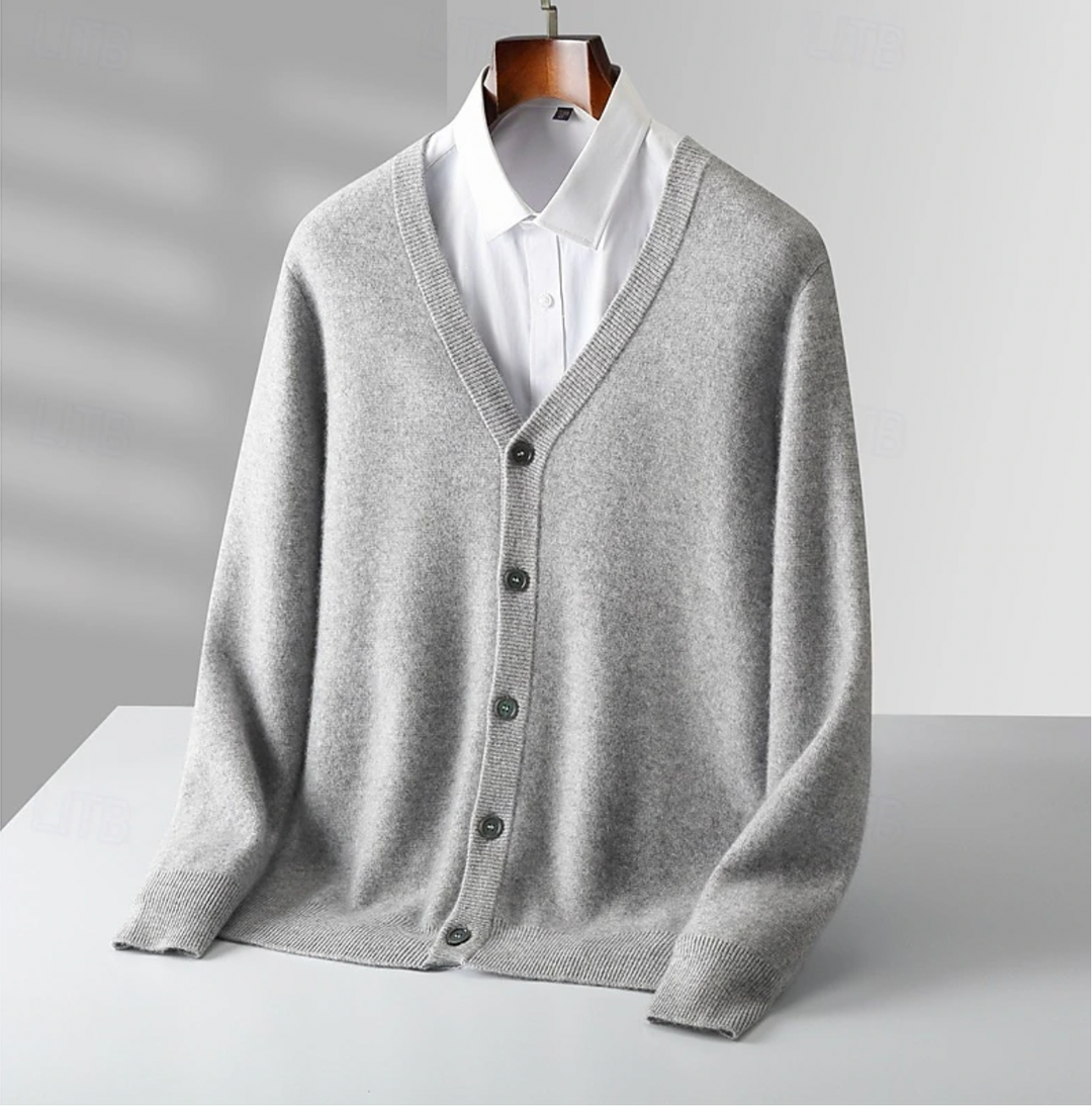 Knitted V-neck cardigan for men