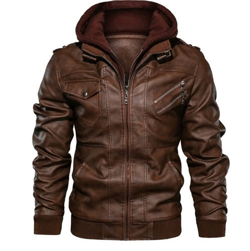 Leather hoodie for men
