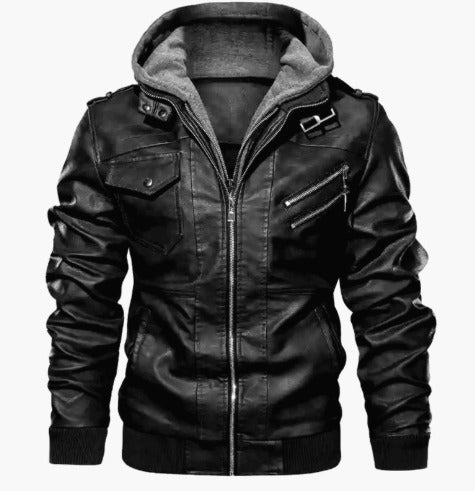 Leather hoodie for men