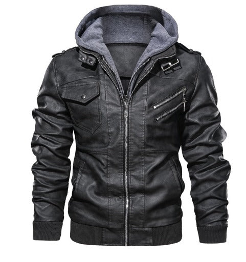 Leather hoodie for men