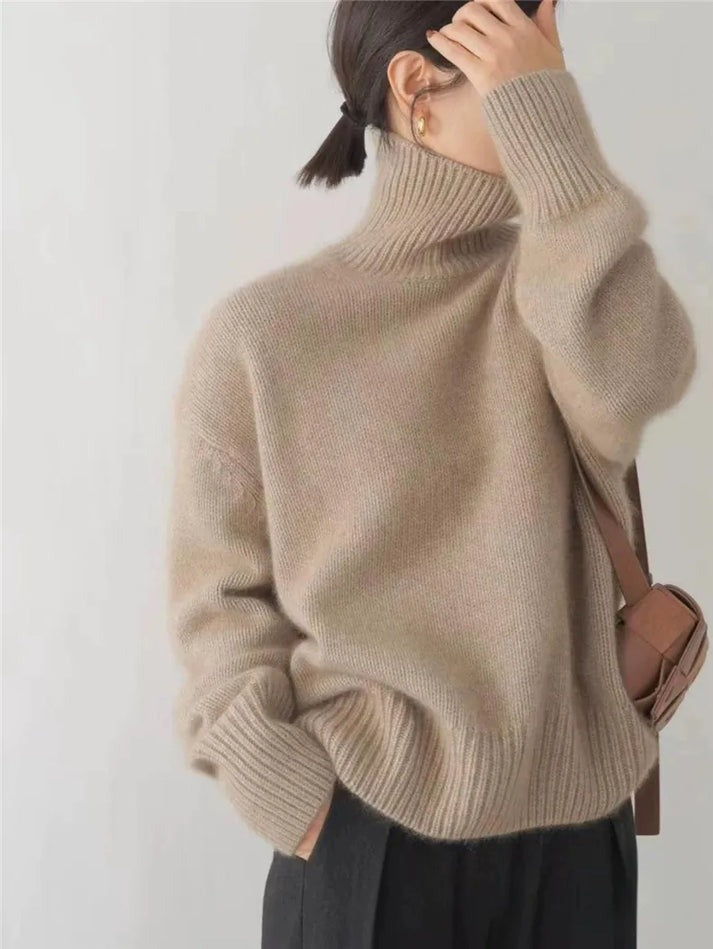 Oversized Striktrøje Med Rullekrave