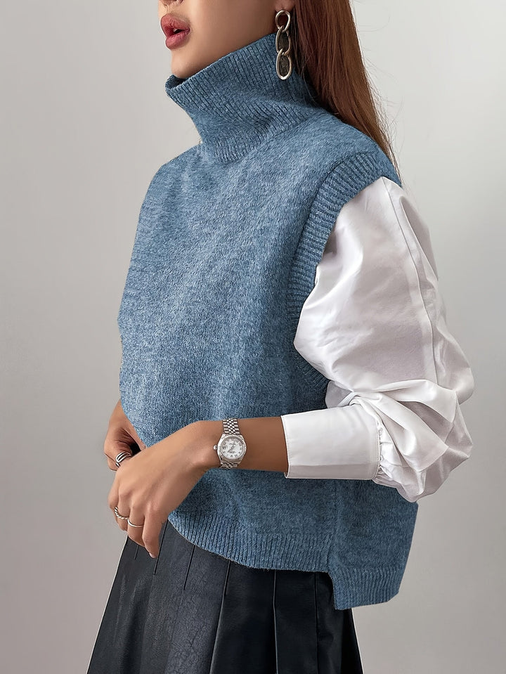 High-Neck Knit Vest for Women