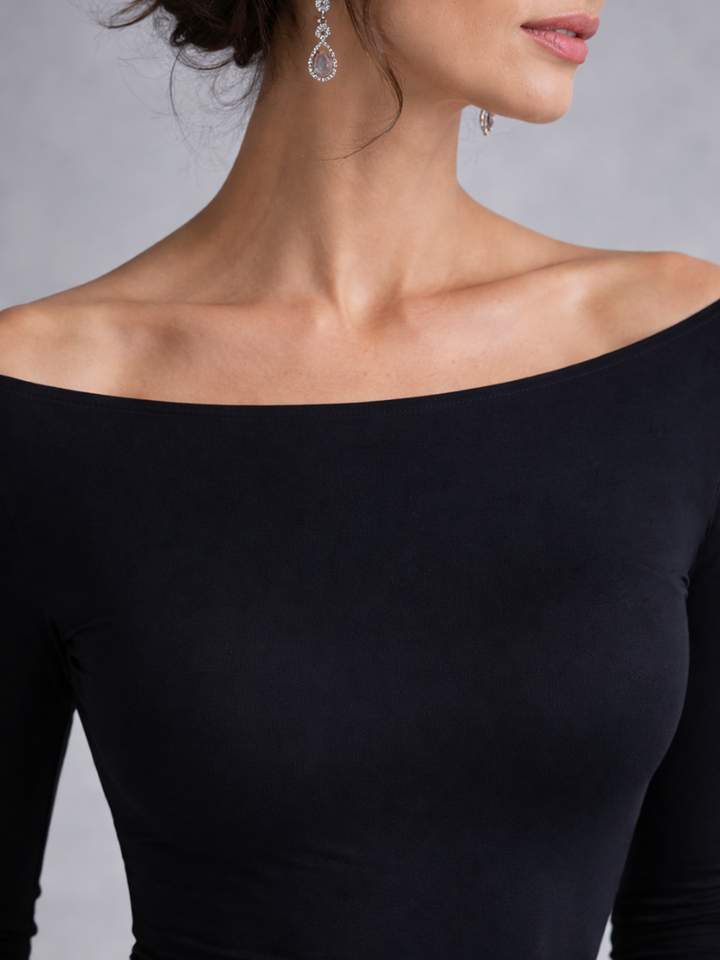 Maxi Dress with Long Sleeves and Boat Neck for Women