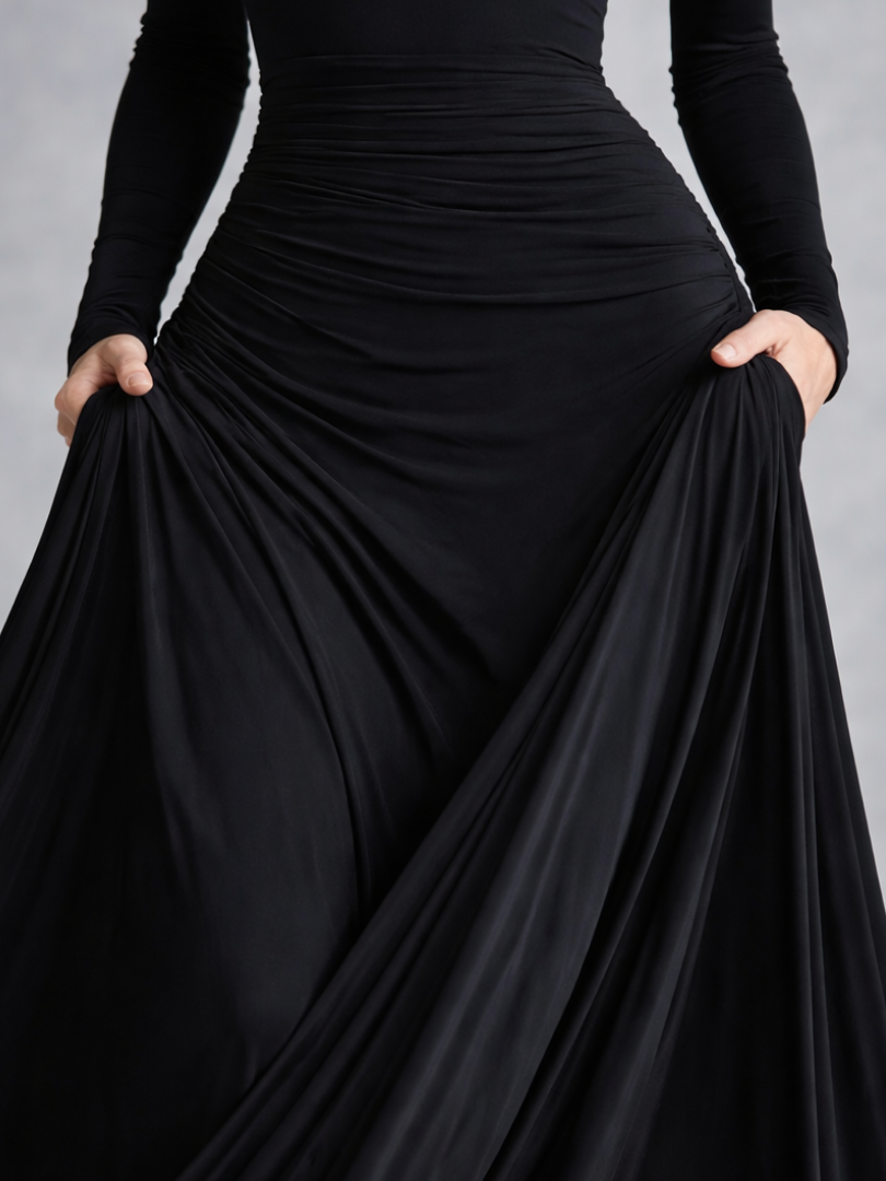 Maxi Dress with Long Sleeves and Boat Neck for Women