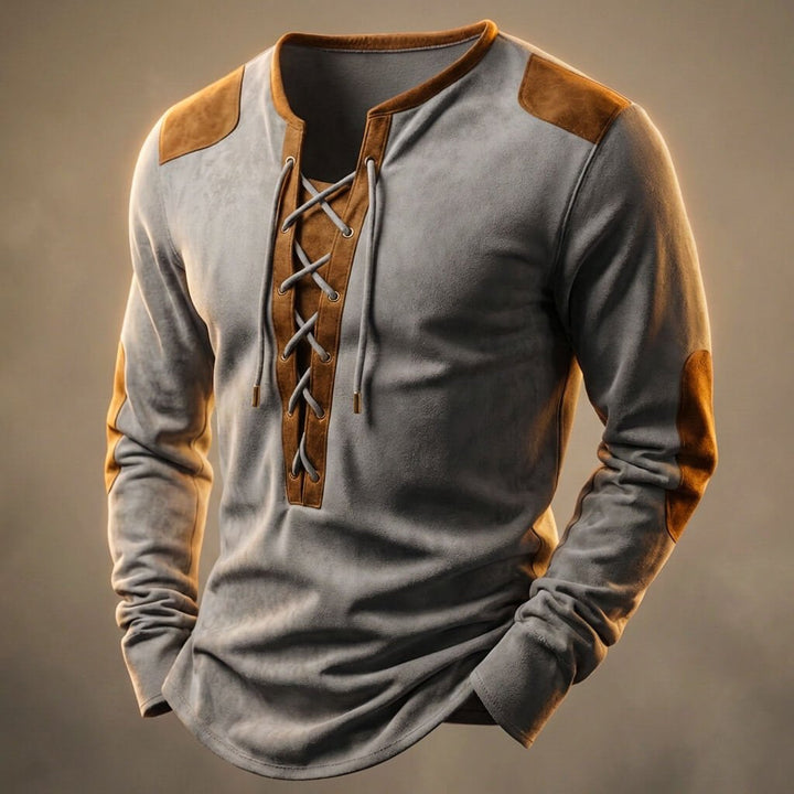 Long-Sleeved Top with Drawstring Closure for Men