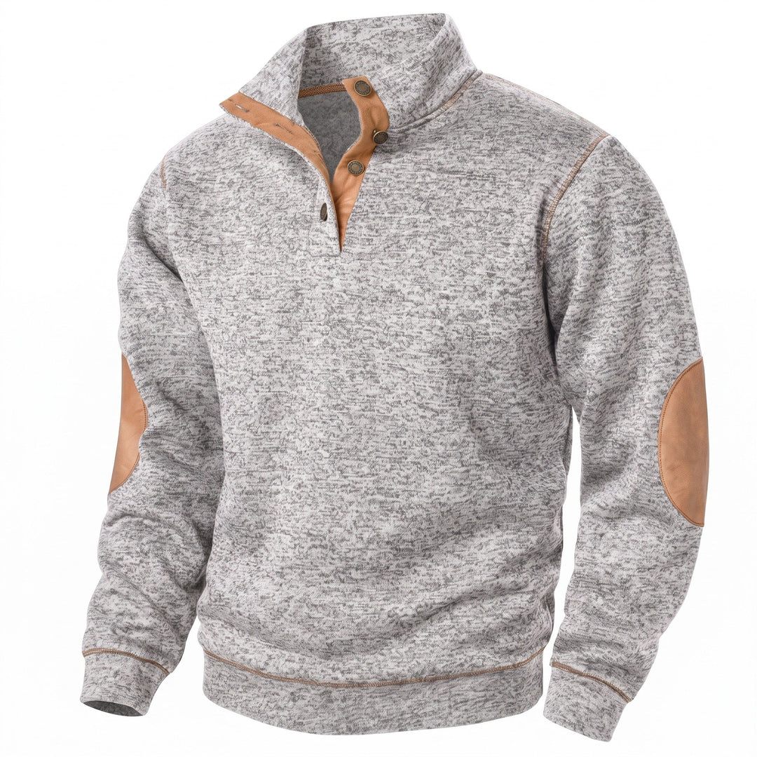 Knitted sweatshirt with button collar for men