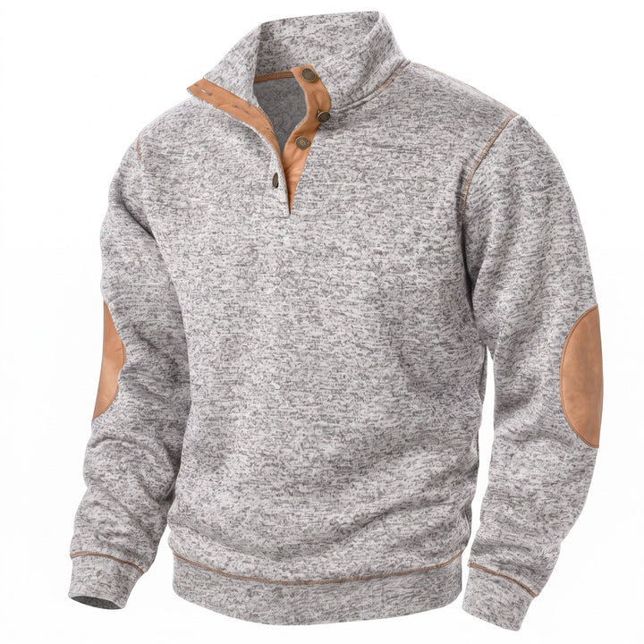 Knitted sweatshirt with button collar for men