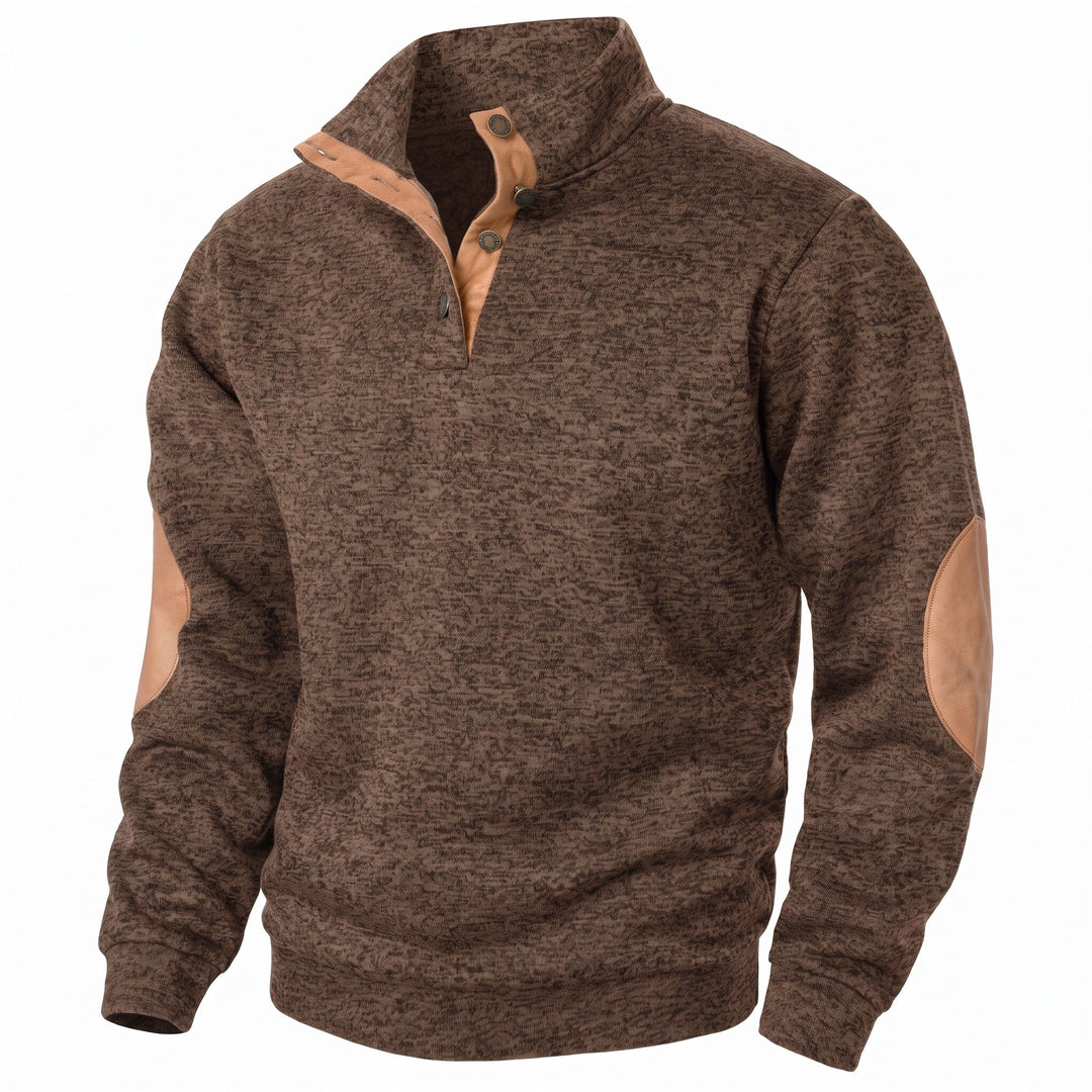 Knitted sweatshirt with button collar for men