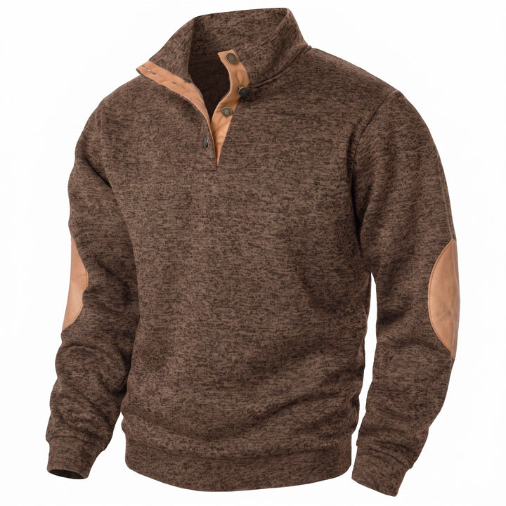Knitted sweatshirt with button collar for men